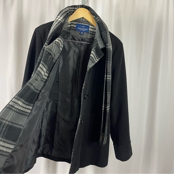 Mackintosh XL Wool Plaid Scarf Belted Longline Pea Coat Winter Warm Fleece - Picture 5 of 9